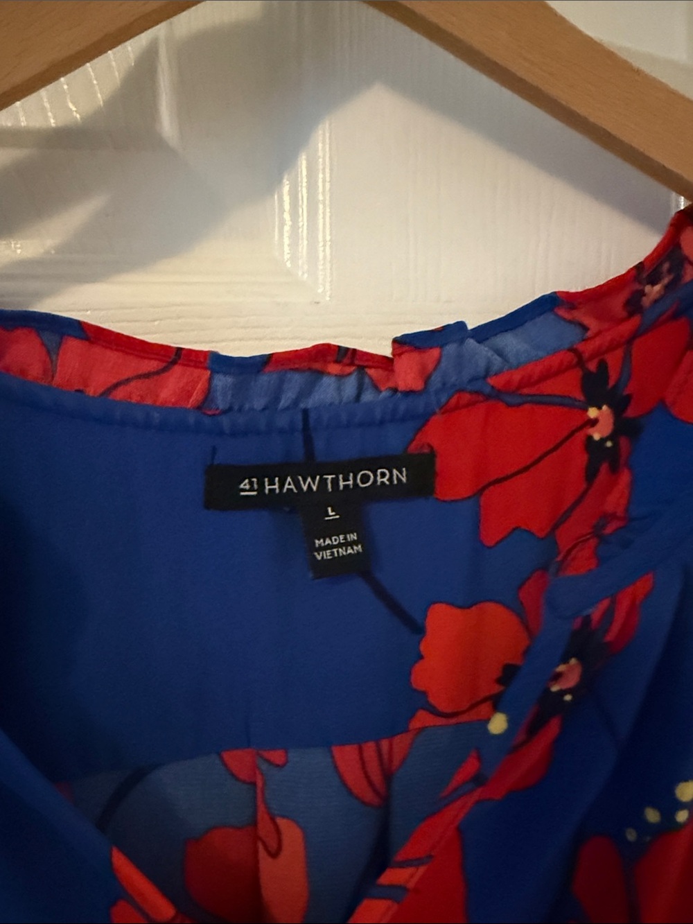 41 Hawthorn Royal Blue Midi Dress with Red Floral Print - Picture 2 of 2